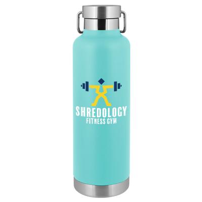 Matte mint stainless bottle with full color logo.