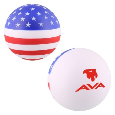 White foam stress ball with a custom logo.