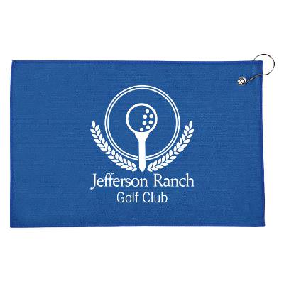 Custom golf towel with grommet clip.