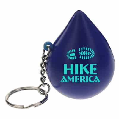 Foam droplet stress ball key ring with imprinted brand.