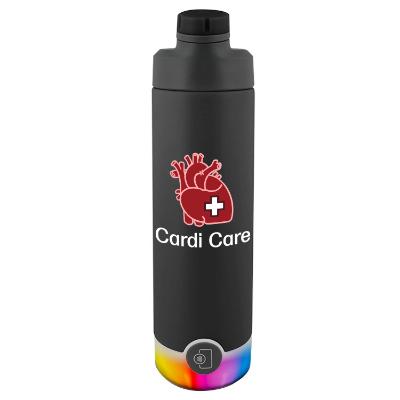 Stainless black sports bottle with custom full color imprint in 20 oz.