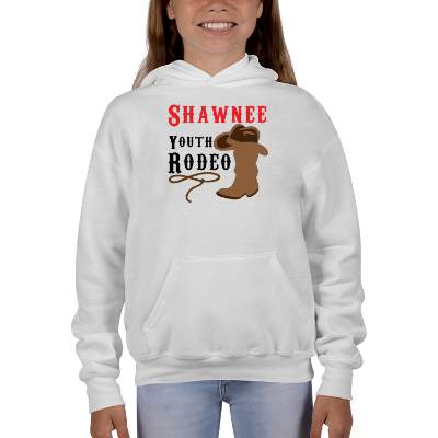 White youth full color personalized sweatshirt.