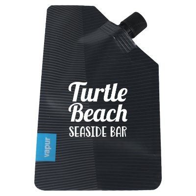 Black flask with custom logo in 10 ounces.