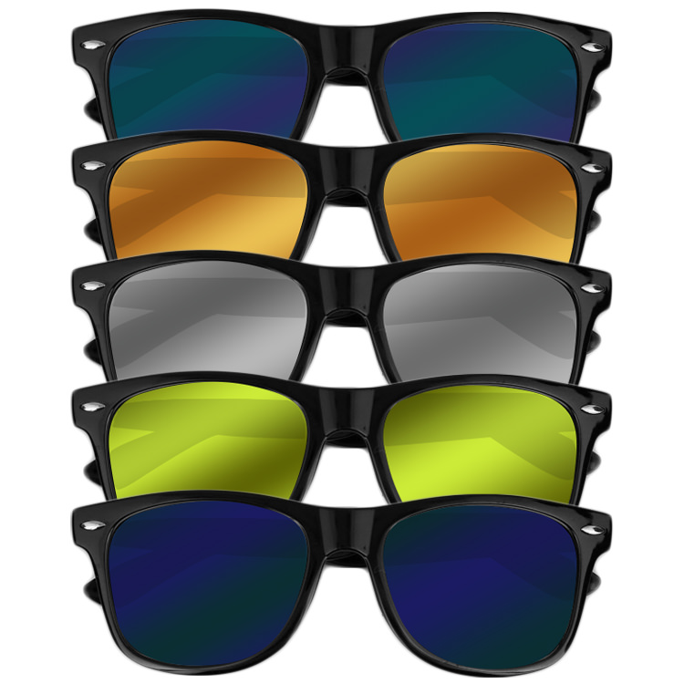 Polycarbonate color sensation mirrored wedding sunglasses.