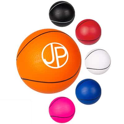 Foam 2.5 inch orange basketball stress ball with logoed brand.