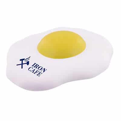 Foam sunny side up egg stress reliever with a custom imprinted promo.