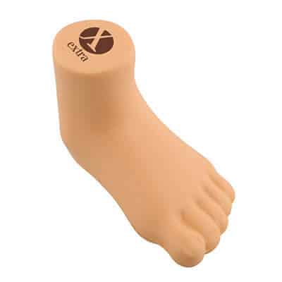 Foam left foot stress reliever with a custom imprinted promotional.