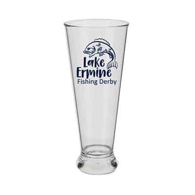 Acrylic clear beer glass with custom logo in 16 ounces.