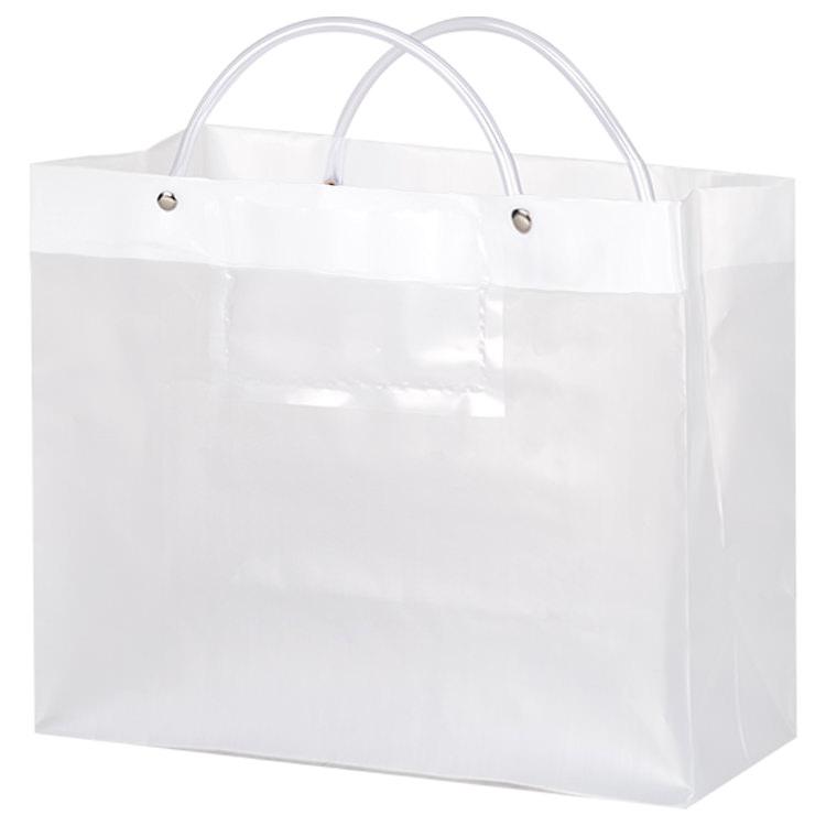 Plastic frosted tote bag.