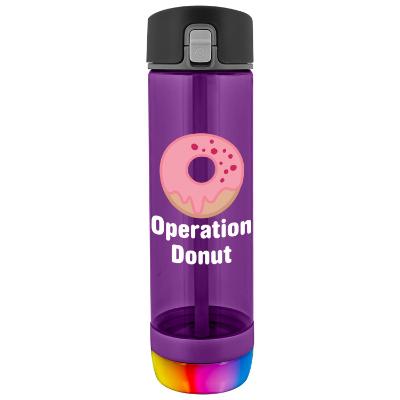 Plastic wildberry sports bottle with custom full color imprint in 24 oz.