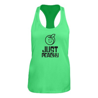 Synthetic green tank top with custom logo.