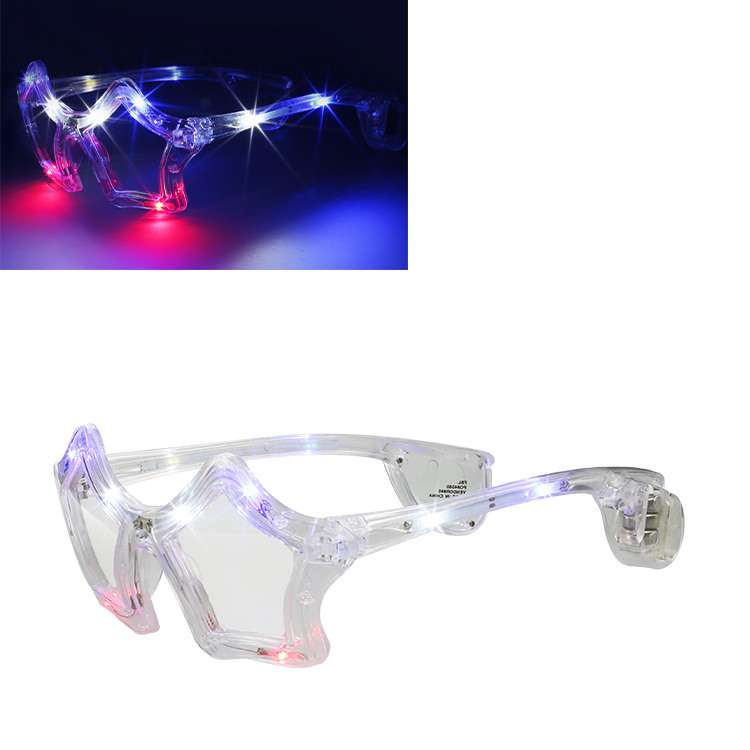 Plastic LED star shaped sunglasses blank.