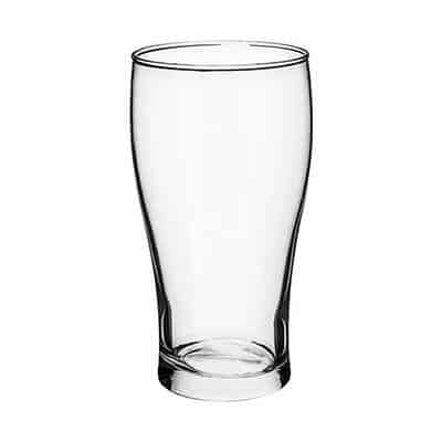 Glass clear beer glass blank in 20 ounces.