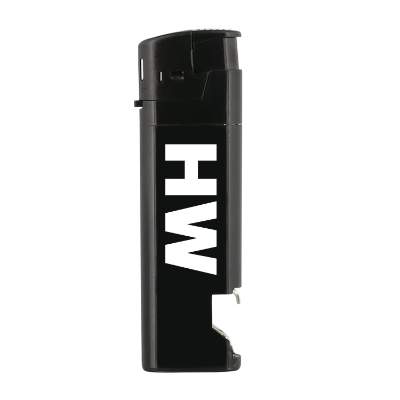 Black plastic lighter available with a one-color imprint.