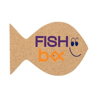 Cork 6 inches fish coaster full color logoed.