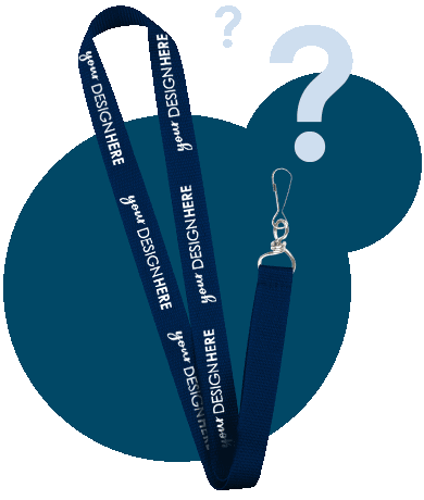 Navy blue polyester lanyards with white imprint