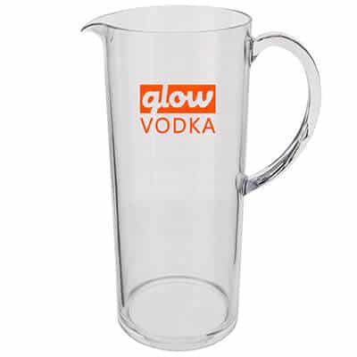 Acrylic clear beer pitcher with custom logo in 60 ounces.
