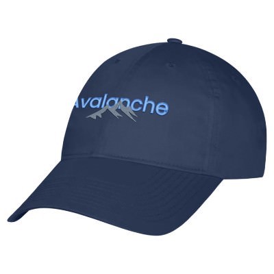 Custom embroidered blue cap.