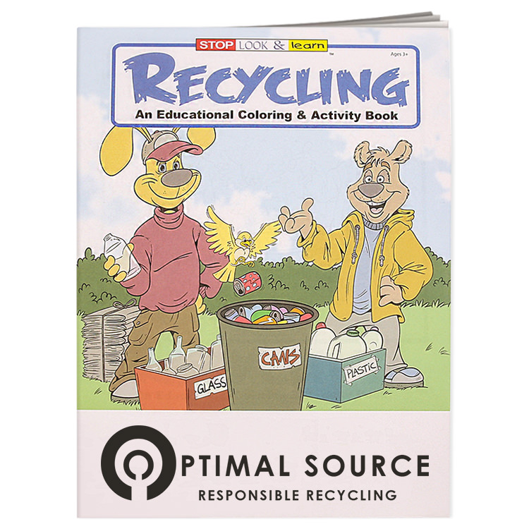 Paper recycling coloring book with printed logo.