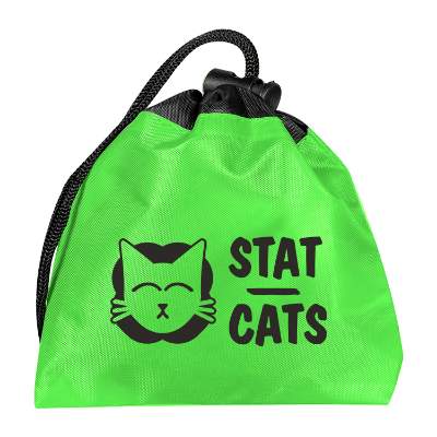Green cinch tote pet care kit with custom imprint.