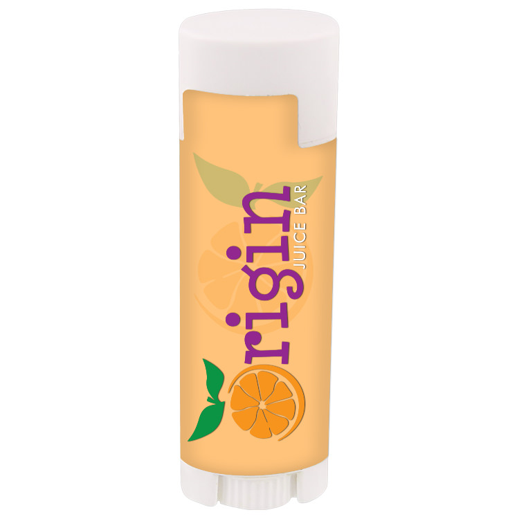 Plastic SPF 15 oval lip balm with full color imprint.
