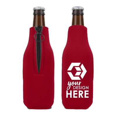 Zipper Beer Bottle Koozie (Red)