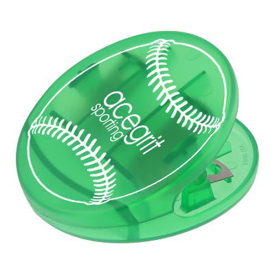 Plastic translucent green baseball chip clip custom printed.