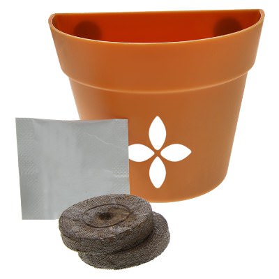 Terra cotta plastic personalized planter kit.