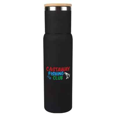 Stainless black thermos with full color logo