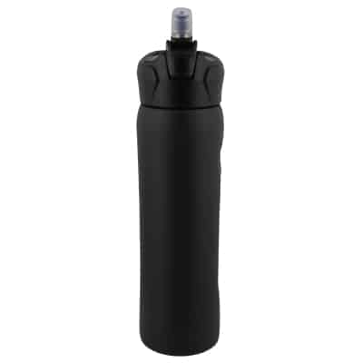 Plastic black water bottle blank in 18 ounces.