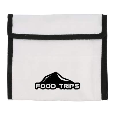 White storage bag food mat with custom printed logo.