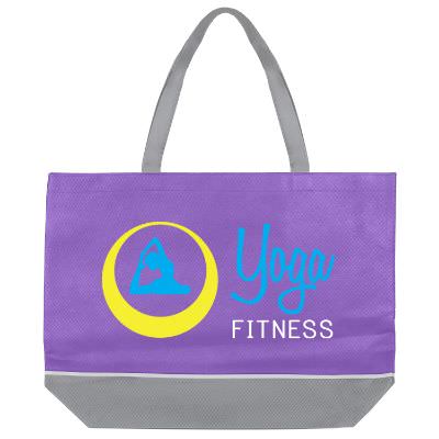 Polypropylene purple worker tote with promotional full color logo.