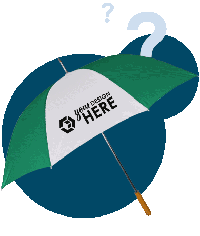 White and green promotional golf umbrellas with black imprint