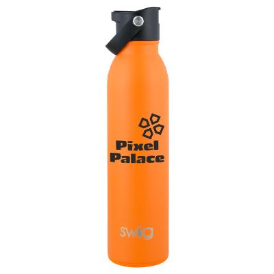 Matte orange stainless bottle with custom imprint.