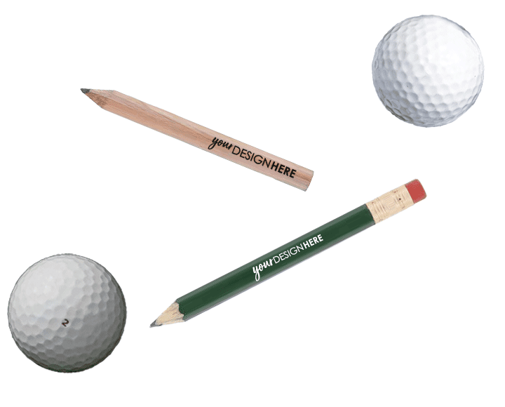 Natural custom golf pencils with black imprint and green personalized golf pencils with white imprint