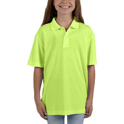 Blank safety yellow youth pique polo