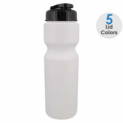 Plastic frost water bottle blank and flip top lid in 28 ounces.