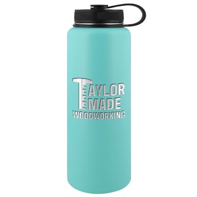 Stainless mint water bottle with custom engraved imprint in 40 oz.