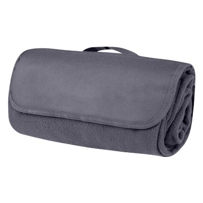 Navy blue blank fleece blanket with a closing flap and handle.