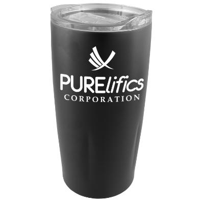 Stainless steel white tumbler with custom imprint in 20 ounces.
