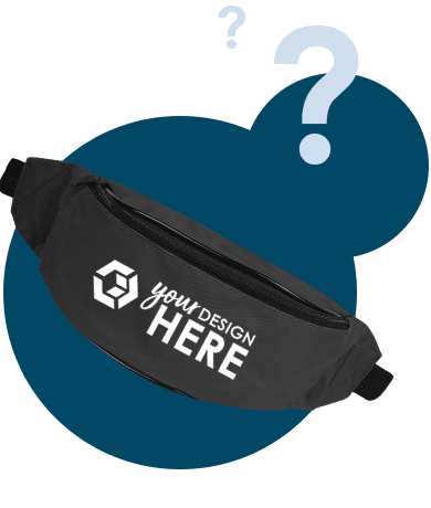Black personalized fanny pack with white imprint