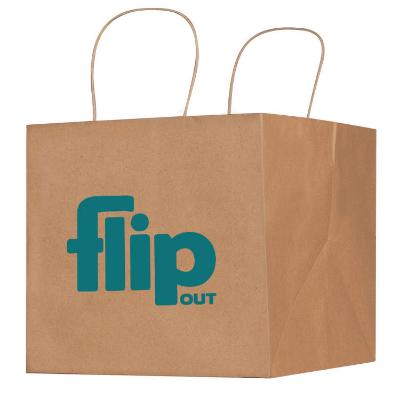 Natural Kraft paper 10 inch wide takeout bag.