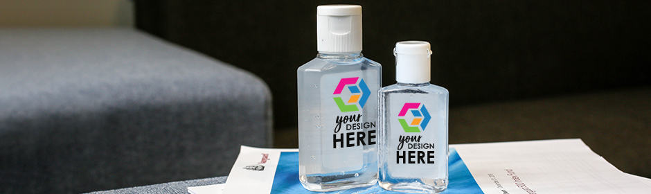 Hand sanitizer gel with full-color logo