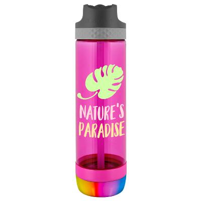 Plastic fruit punch sports bottle with full color custom logo in 24 oz.