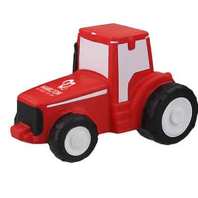 Foam tractor stress reliever with custom logo.