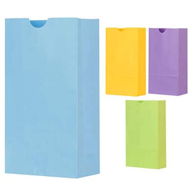 Paper blue colored popcorn recyclable bag blank.