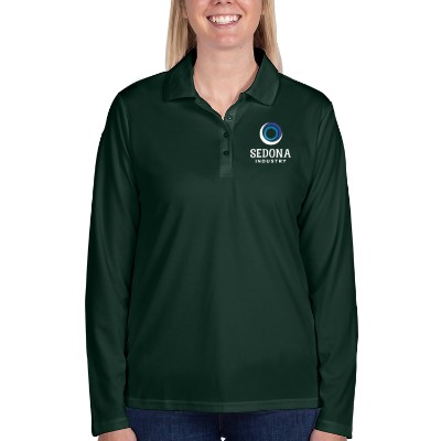 Personalized forest green full color ladies' long-sleeve polo