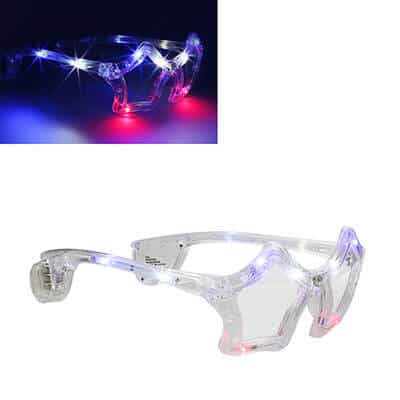 Plastic red, white and blue LED star shaped sunglasses blank.