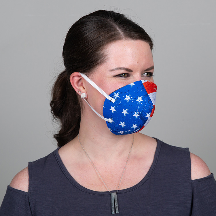 Foam patriotic print face mask blank.