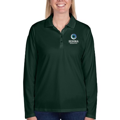Personalized forest green embroidered ladies' long-sleeve polo